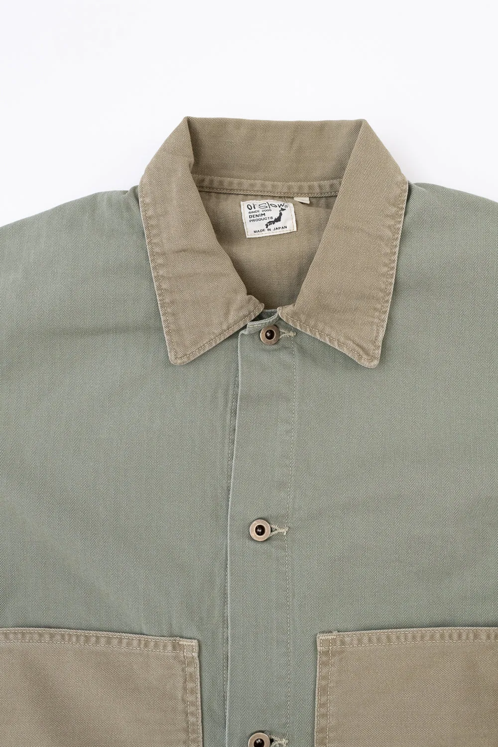 01-6120-16 - Utility Coverall Mismatched Herringbone - Washed Green