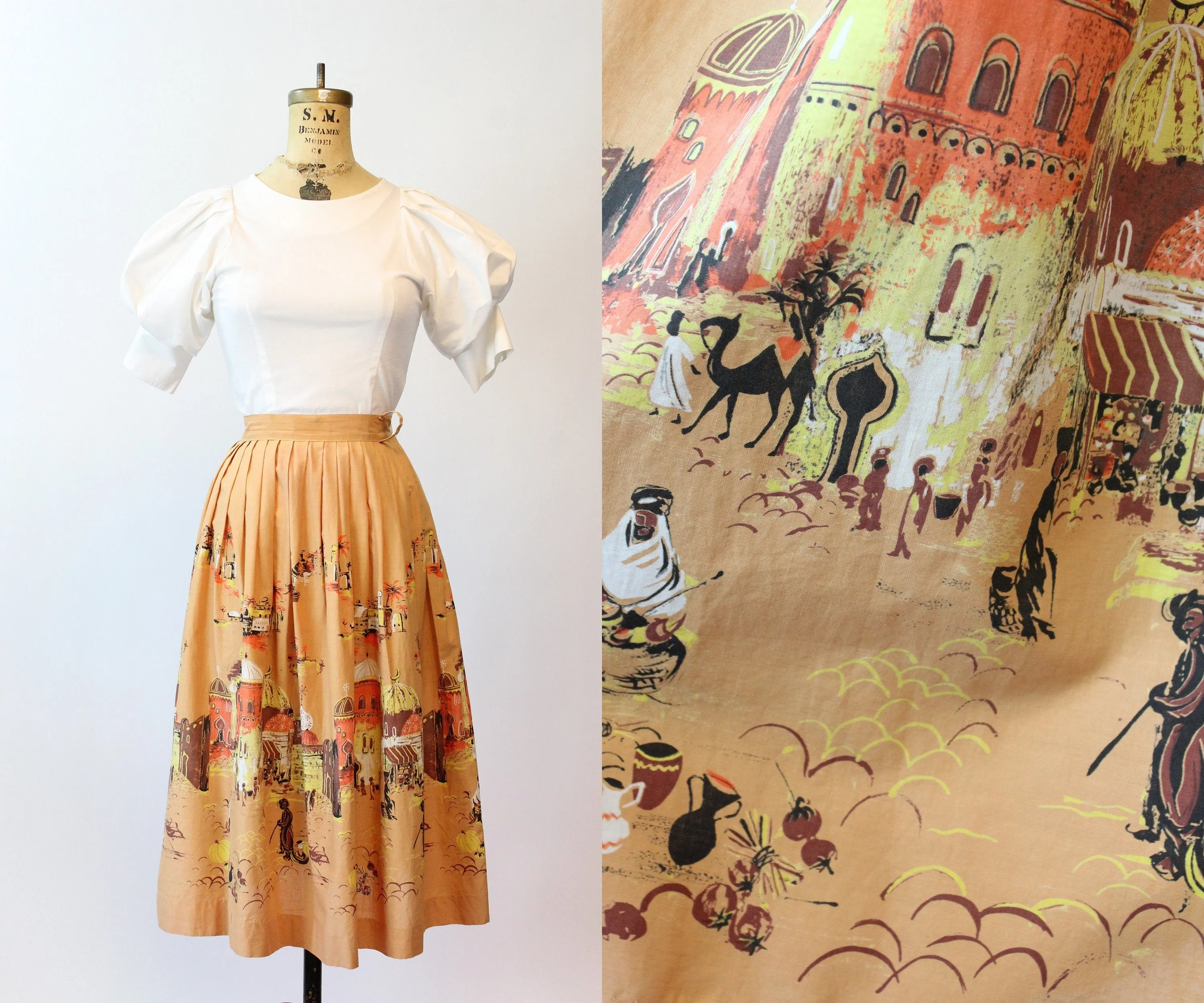1950s millworth CASBAH novelty print skirt xs | new spring summer