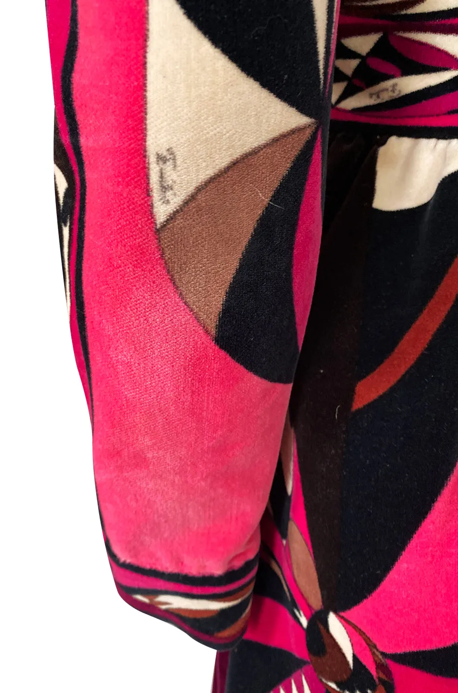 1960s Emilio Pucci Purple & Pink Curved Graphic Print Velvet Dress