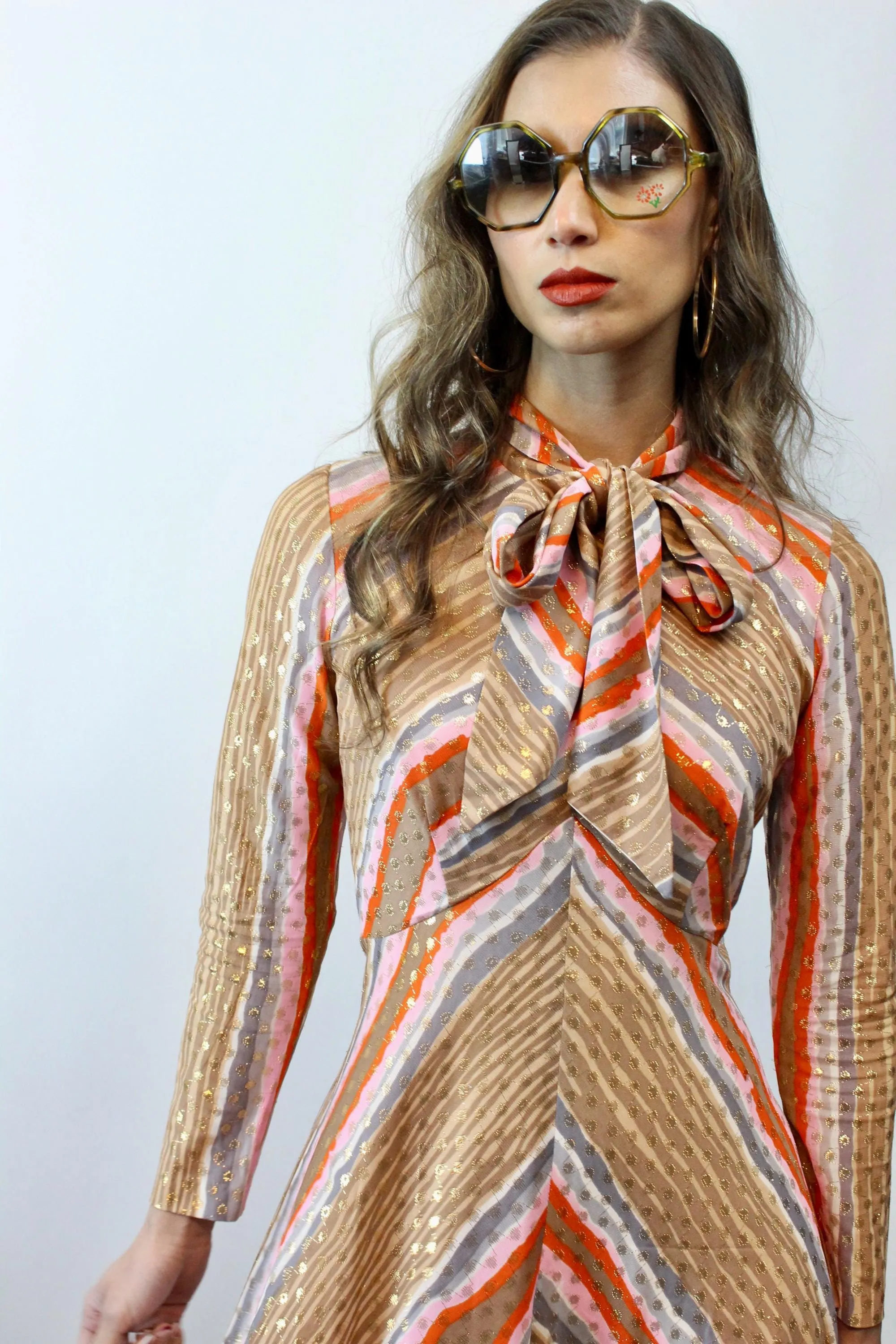 1960s GOLD BOW maxi dress xs | new fall winter