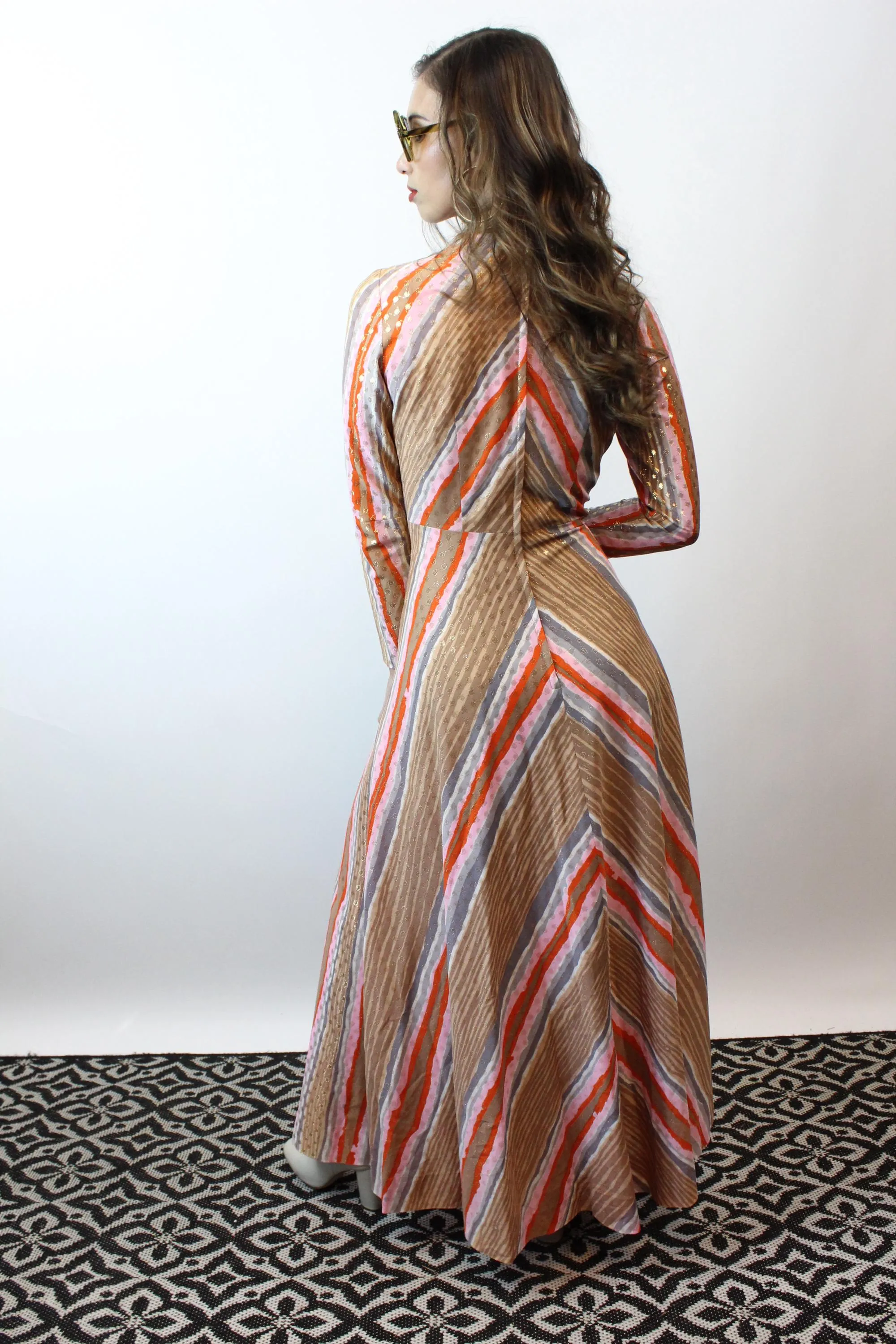 1960s GOLD BOW maxi dress xs | new fall winter
