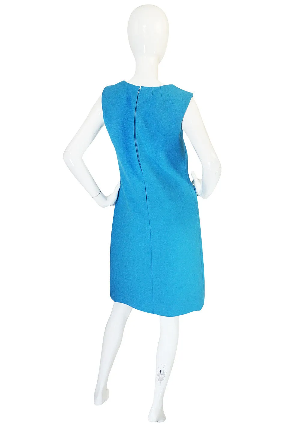 1960s Norman Norell Beautiful Blue Shift Dress