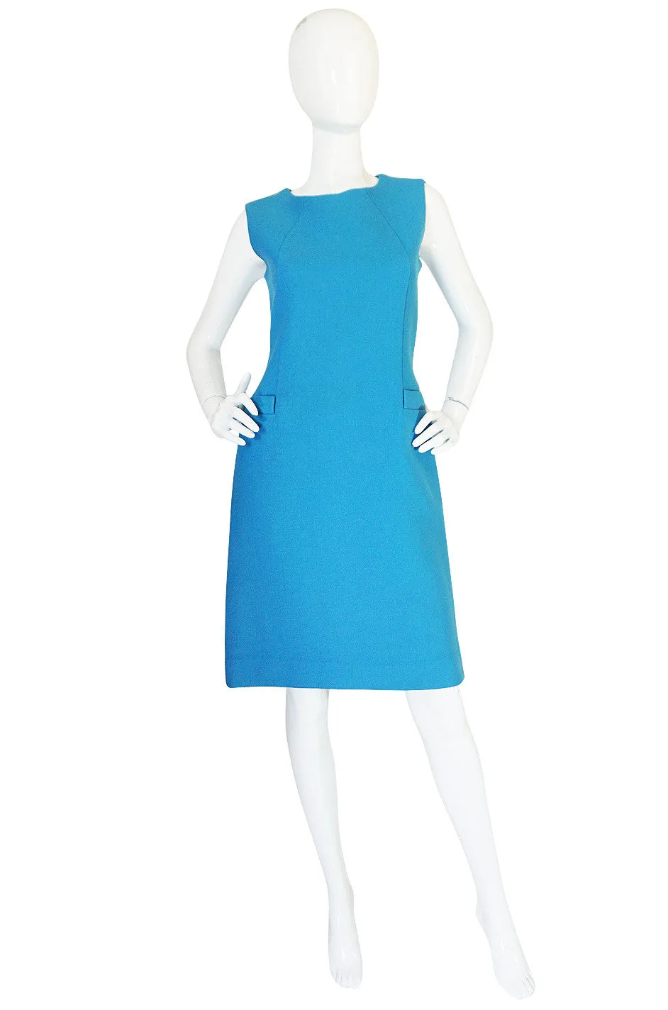 1960s Norman Norell Beautiful Blue Shift Dress