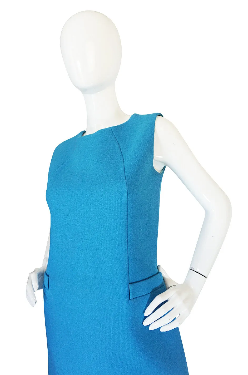 1960s Norman Norell Beautiful Blue Shift Dress