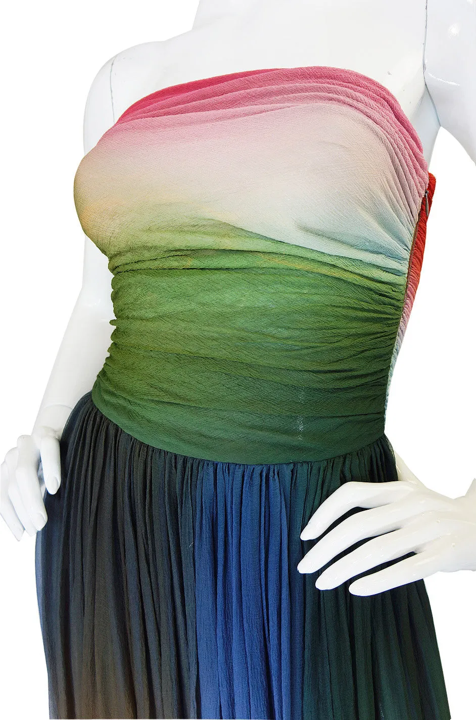 1970s Bill Blass Couture Ombre Gown