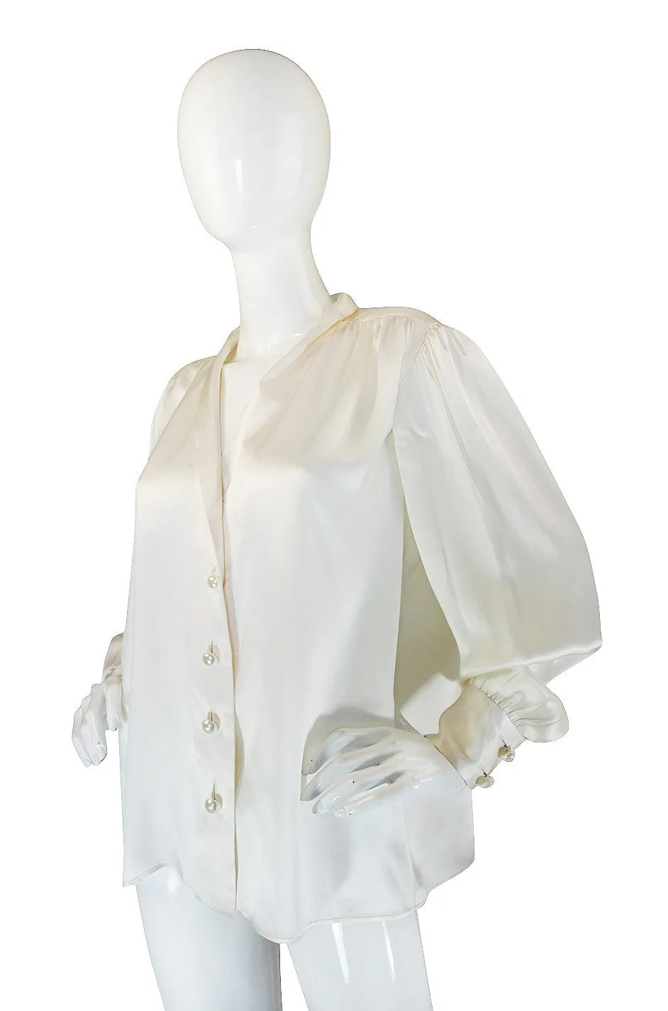 1970s Pearl & Silk Yves Saint Laurent Top