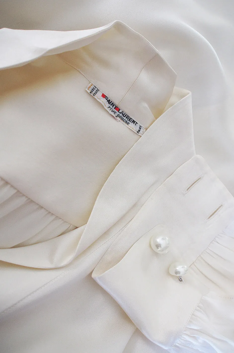 1970s Pearl & Silk Yves Saint Laurent Top