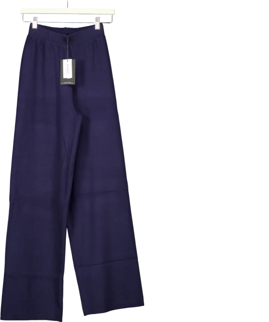 4th & Reckless Blue Navy Knitted Wide Leg Trouser- Alexia UK 8