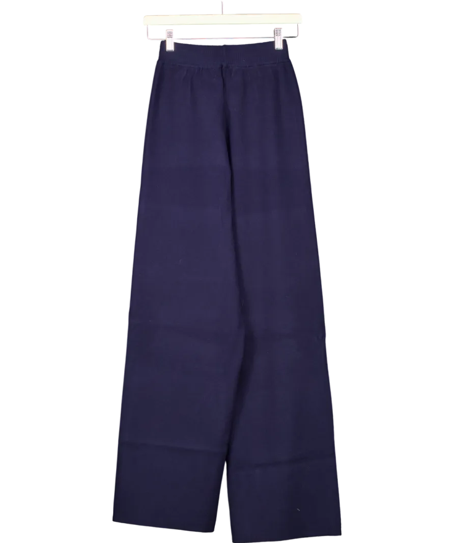 4th & Reckless Blue Navy Knitted Wide Leg Trouser- Alexia UK 8