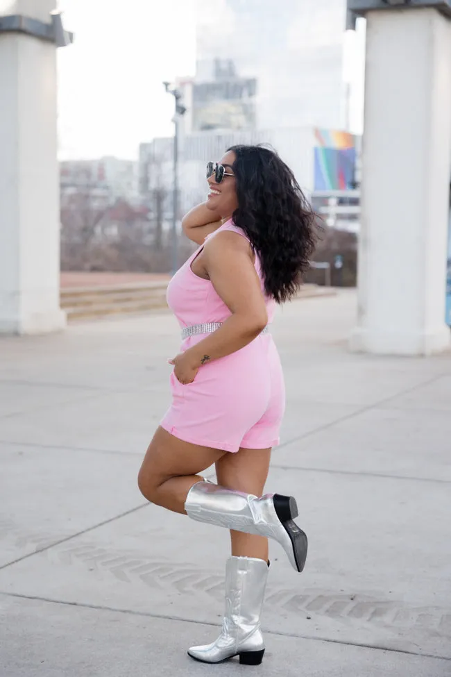 A Lesson Learned Pink Denim Zip Up Romper