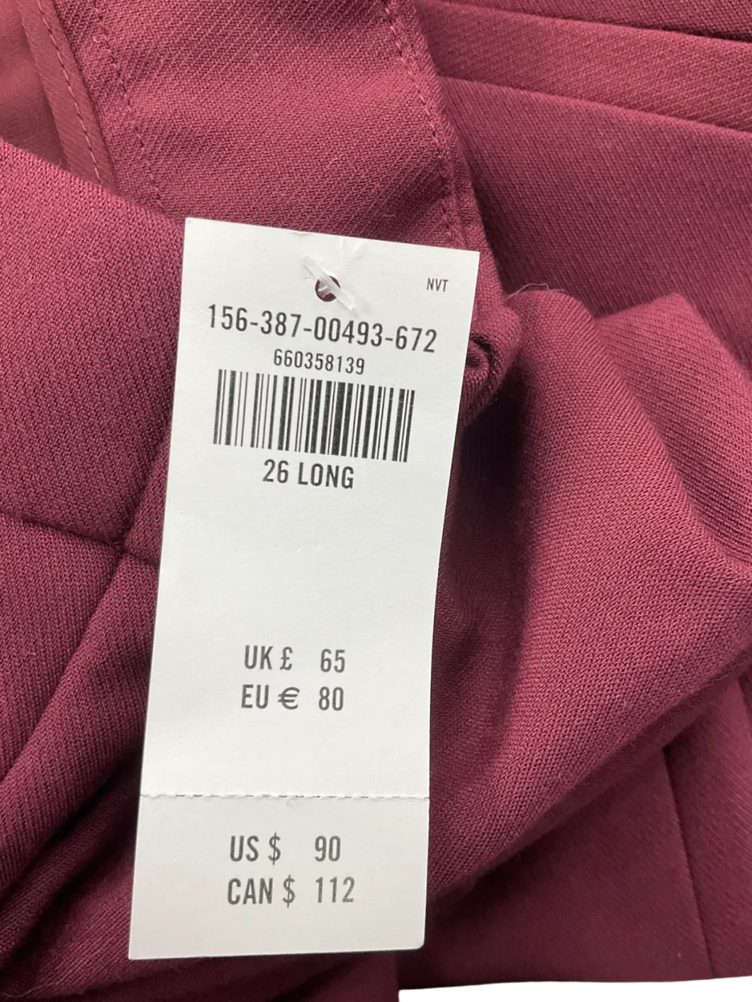Abercrombie & Fitch Red Long Length Wide Leg Trousers W26