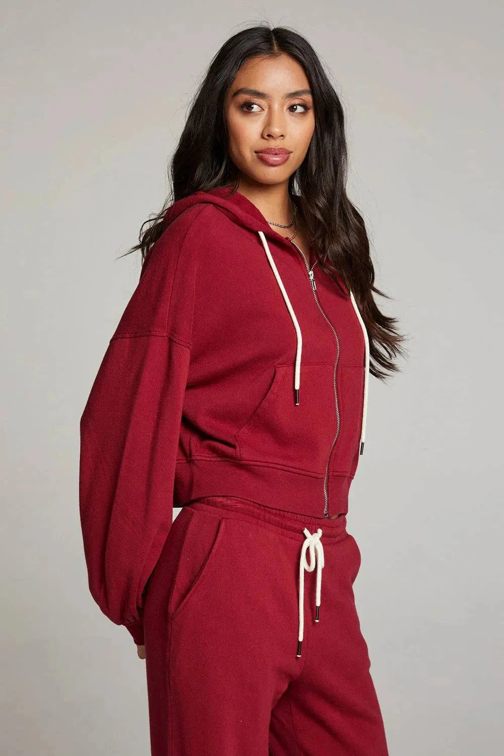 Abilene Zip Up Hoodie by Chaser | Blood Red