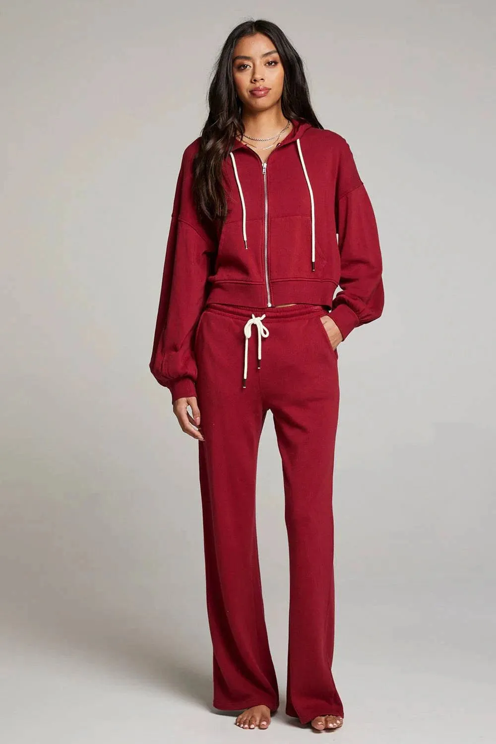 Abilene Zip Up Hoodie by Chaser | Blood Red