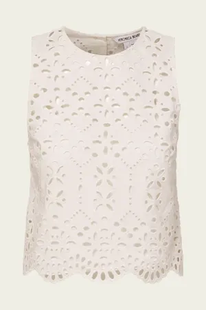 Adelyn Cotton Eyelet Tank in Off-White