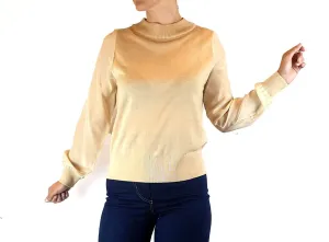 Alpha 60 light beige wool mix knit with 100% silk sleeves size XS, best fits size 8