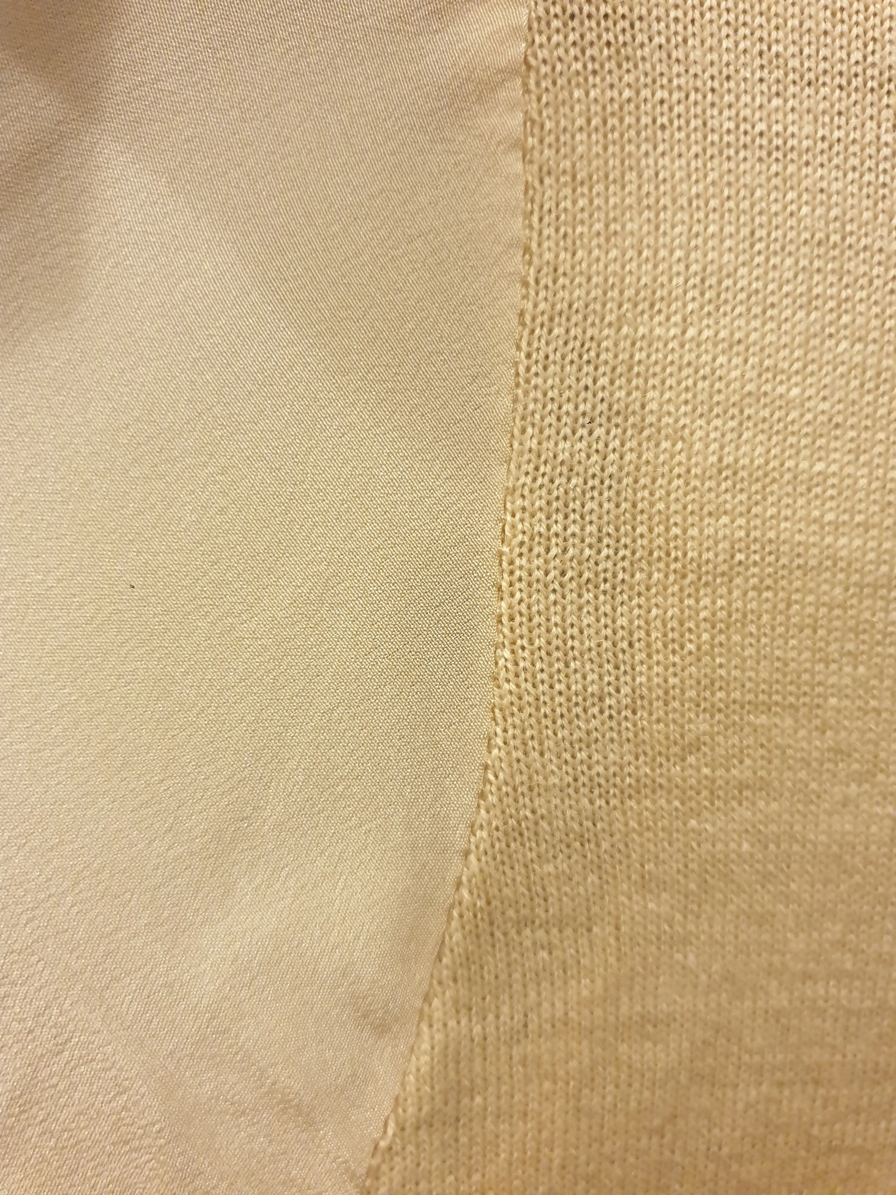 Alpha 60 light beige wool mix knit with 100% silk sleeves size XS, best fits size 8