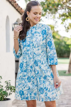 Always The One Blue Animal Toile Shift Dress