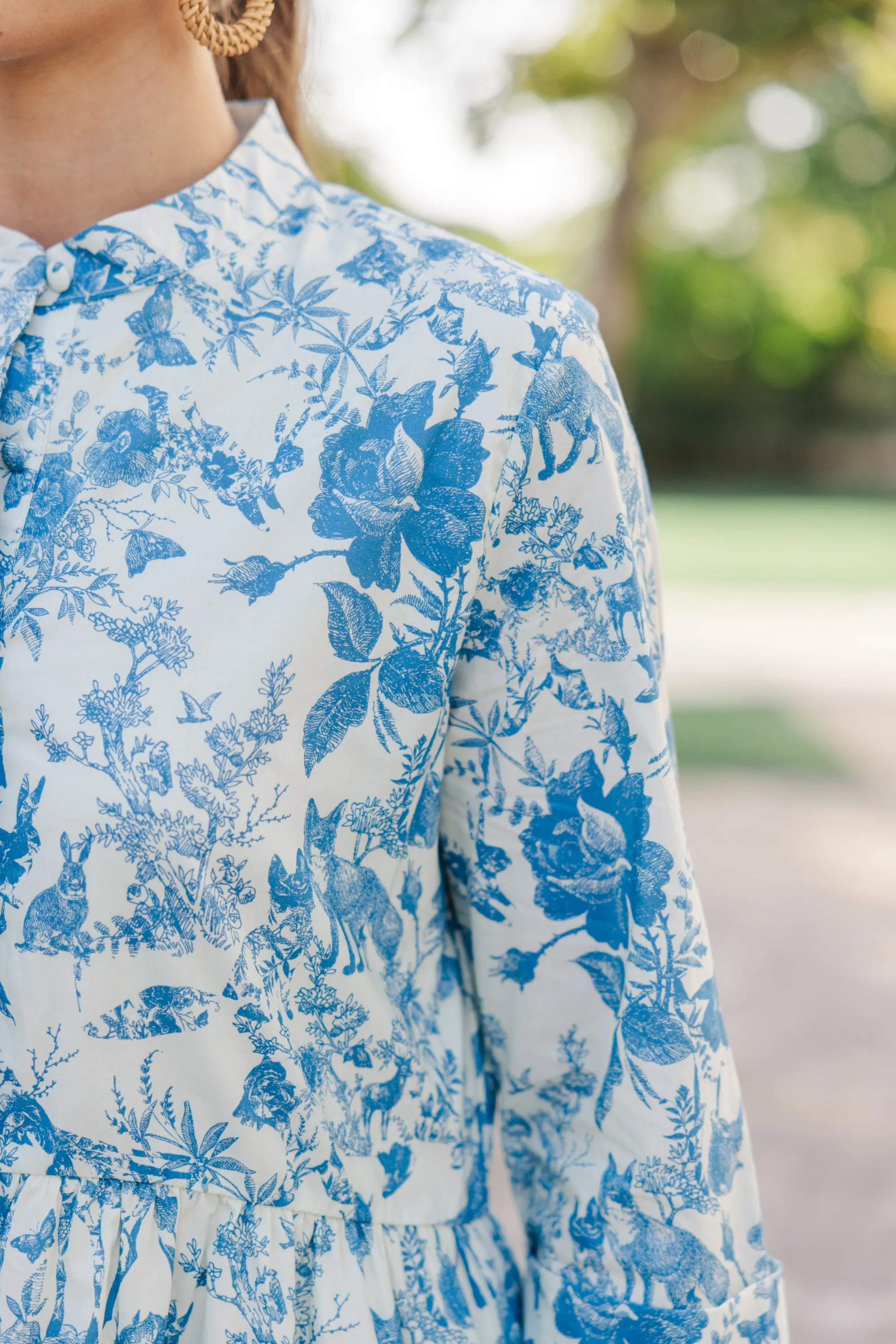Always The One Blue Animal Toile Shift Dress