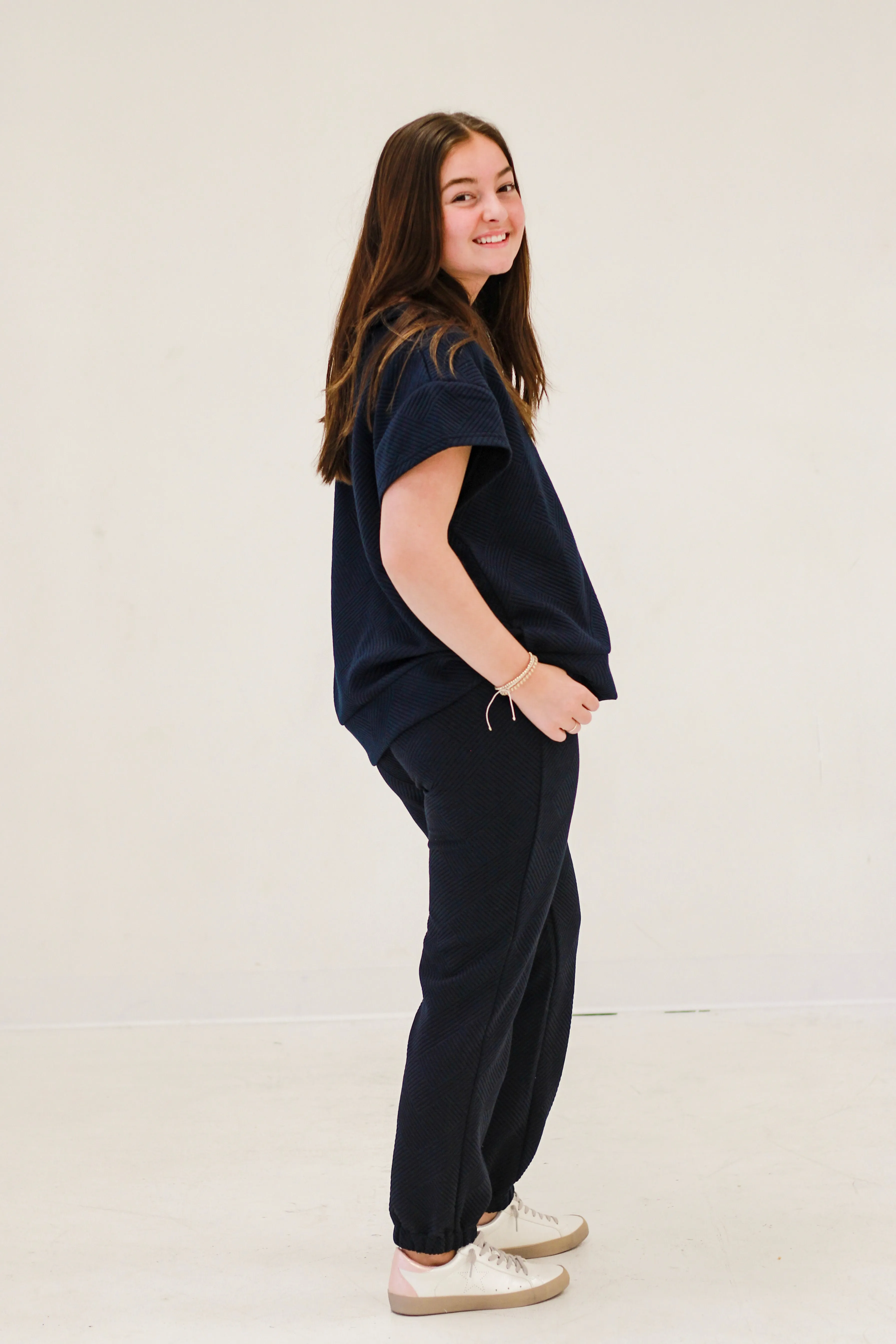 Around the World Textured Set in Navy