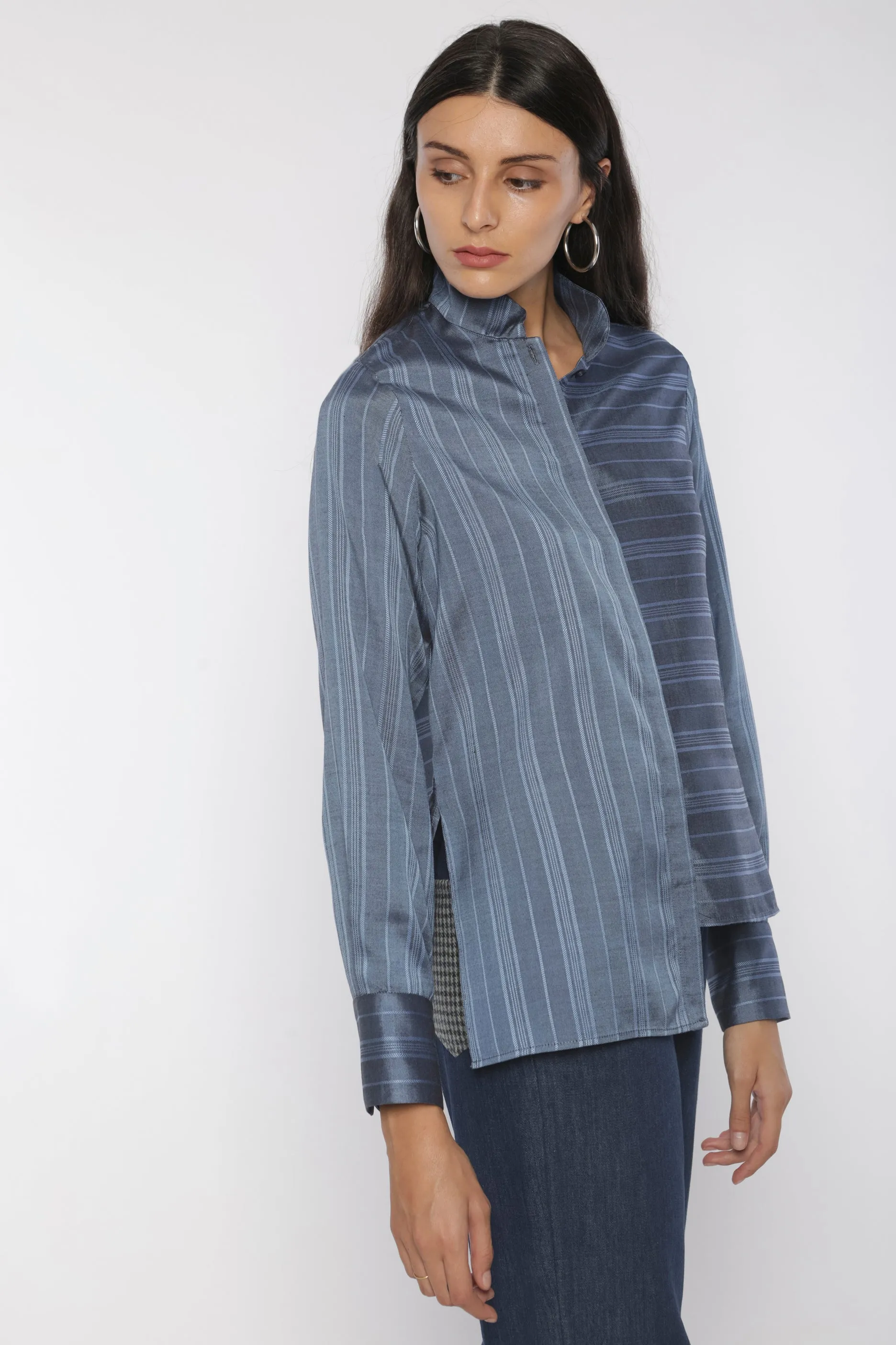 Asymmetrical mandarin shirt