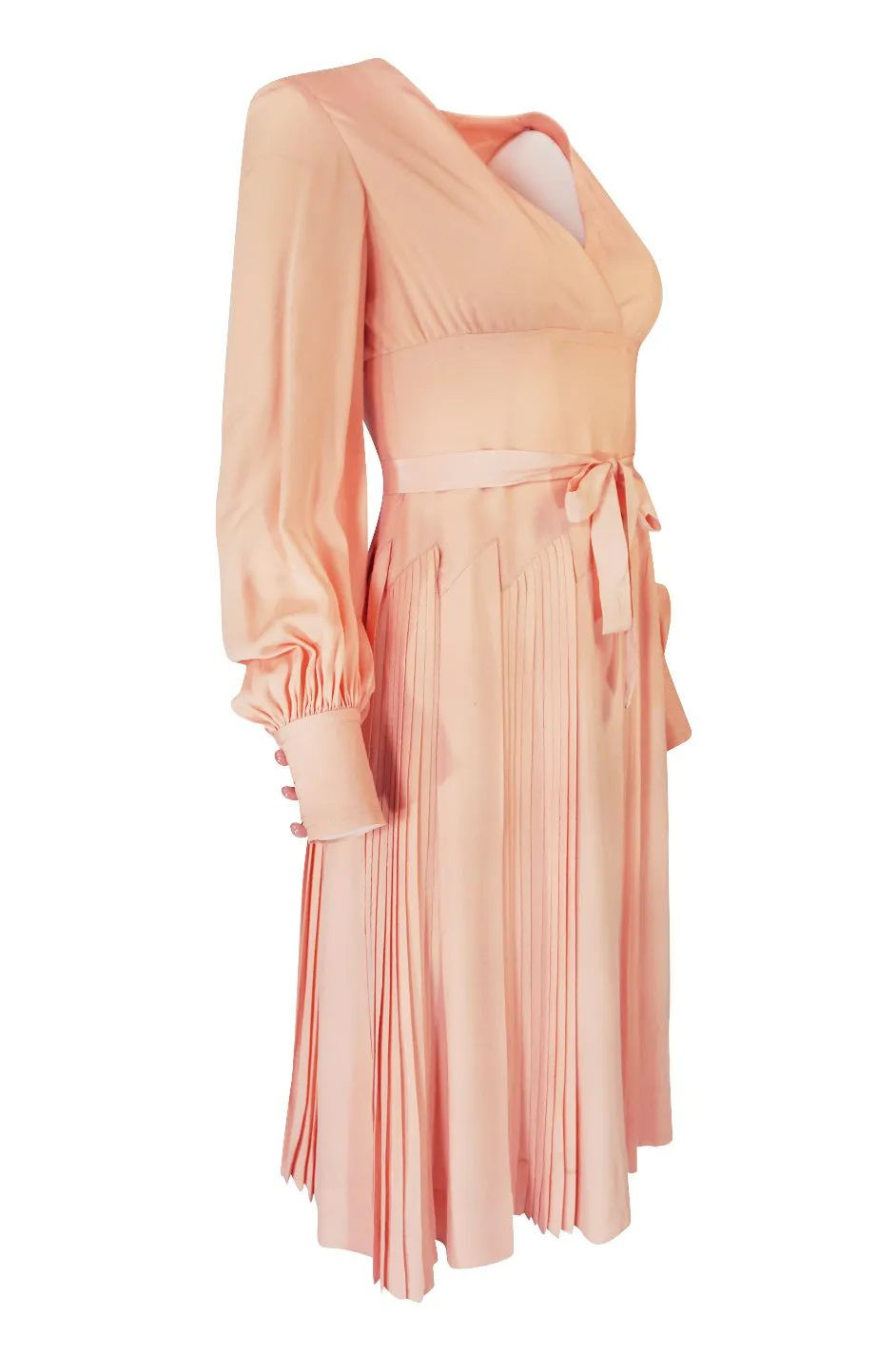 A/W 1973 Christian Dior Haute Couture Intricately Pleated Silk Dress