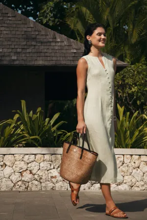Ayu Linen Maxi Dress Pastel Green