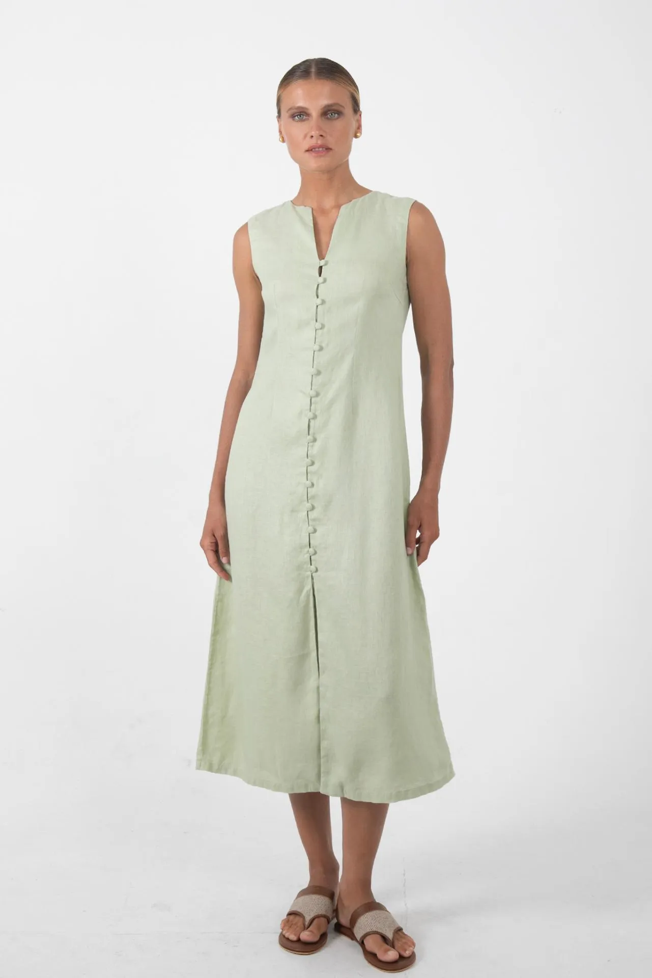 Ayu Linen Maxi Dress Pastel Green