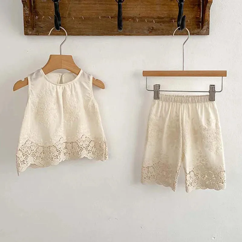 Belle Lace Top and Cropped Trouser Set