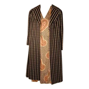 BILL BLASS 1960s 2 pc Paisley Print Shift Dress & Striped Jacket Set
