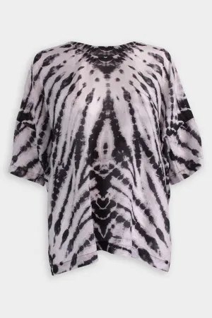 Black and White Butterfly Vintage Washed Silk Boxy Tee