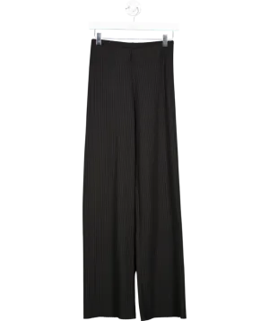 Black Ribbed Wide Straight-leg Trouser UK XS