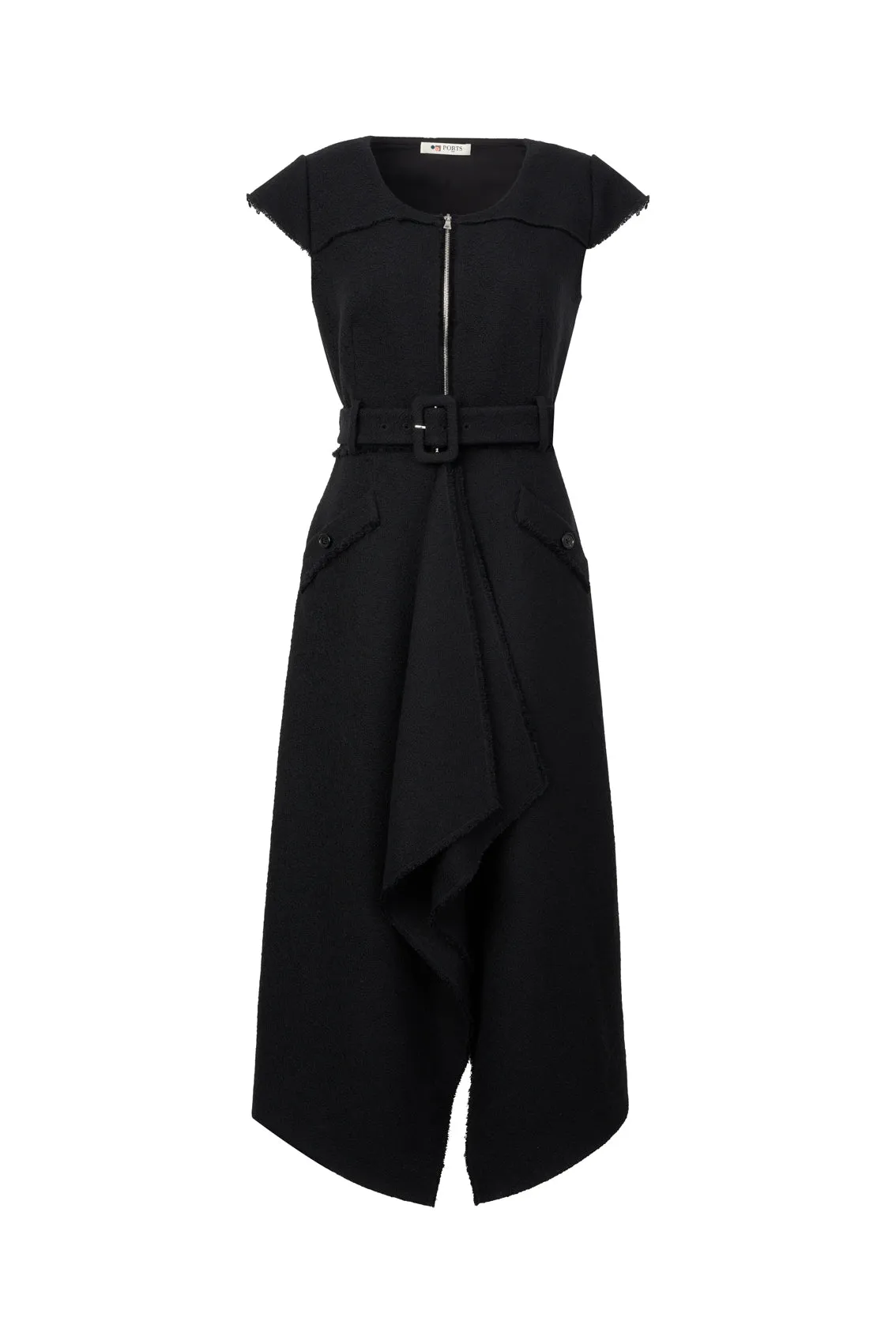 BLACK WOOL ACRYLIC DRESS