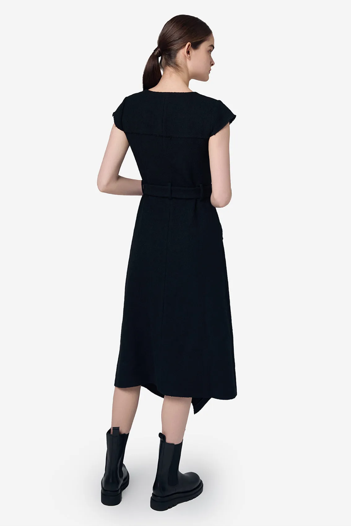 BLACK WOOL ACRYLIC DRESS