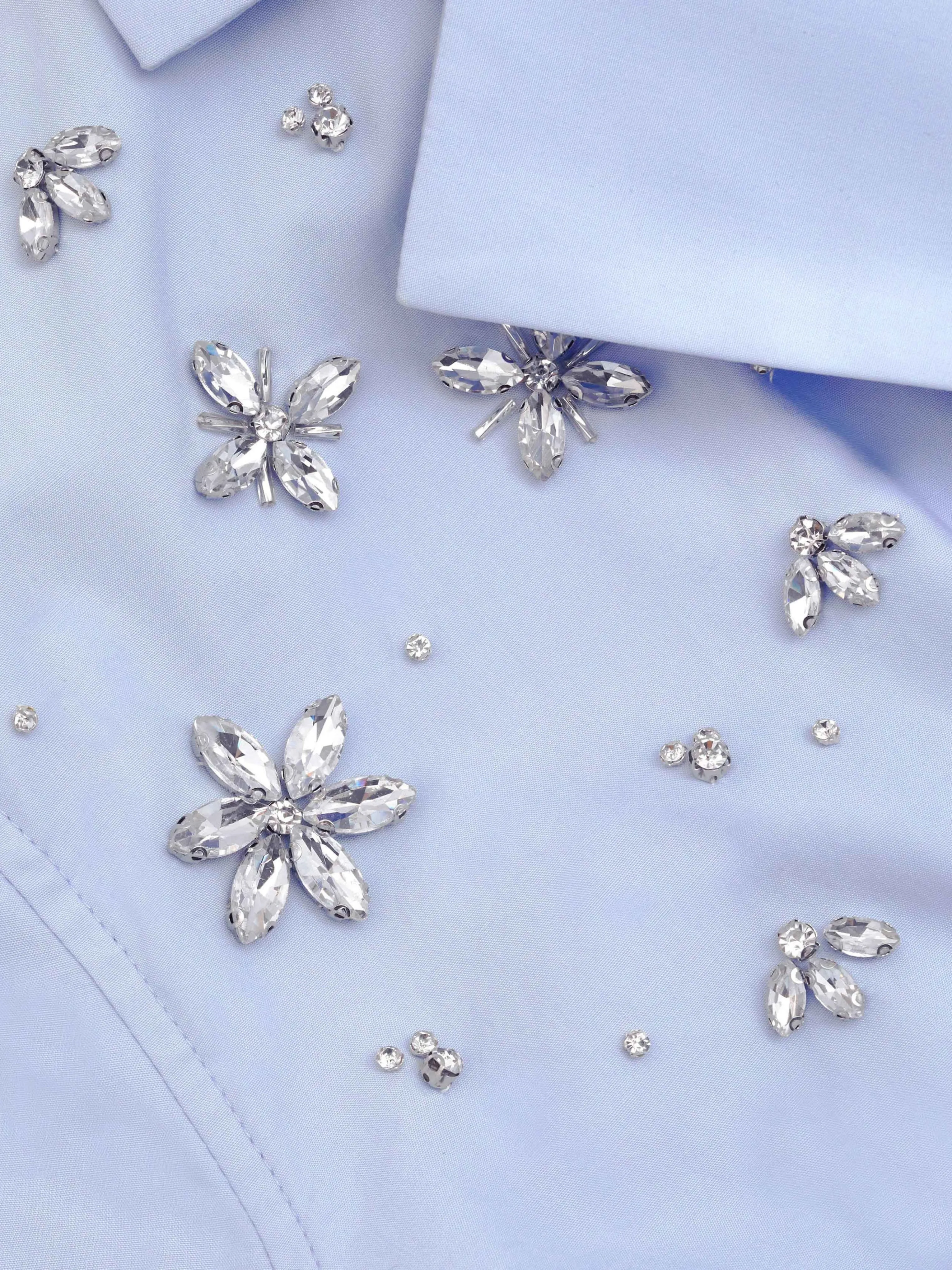 Blue Cotton Embellished Dress