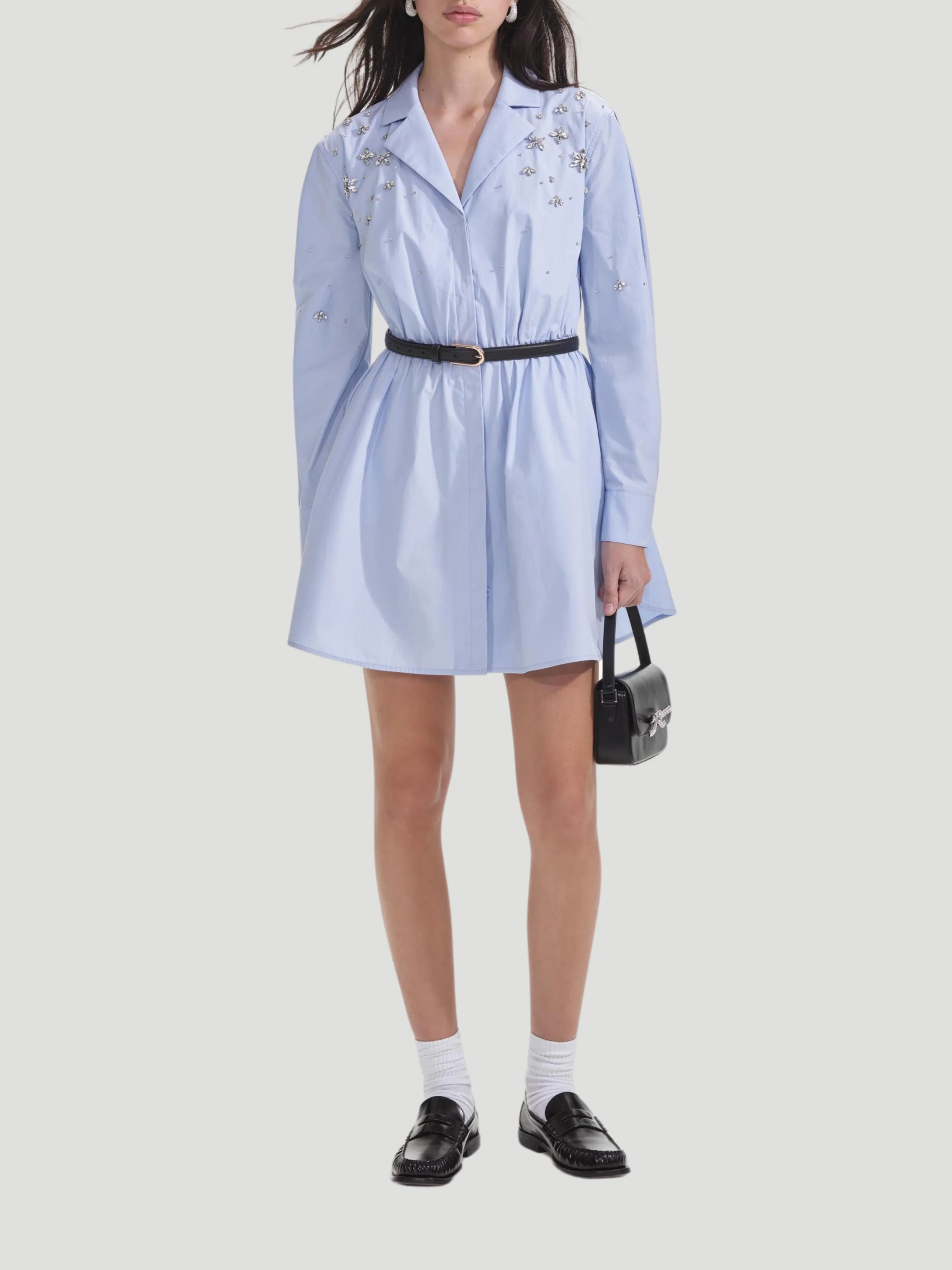 Blue Cotton Embellished Dress