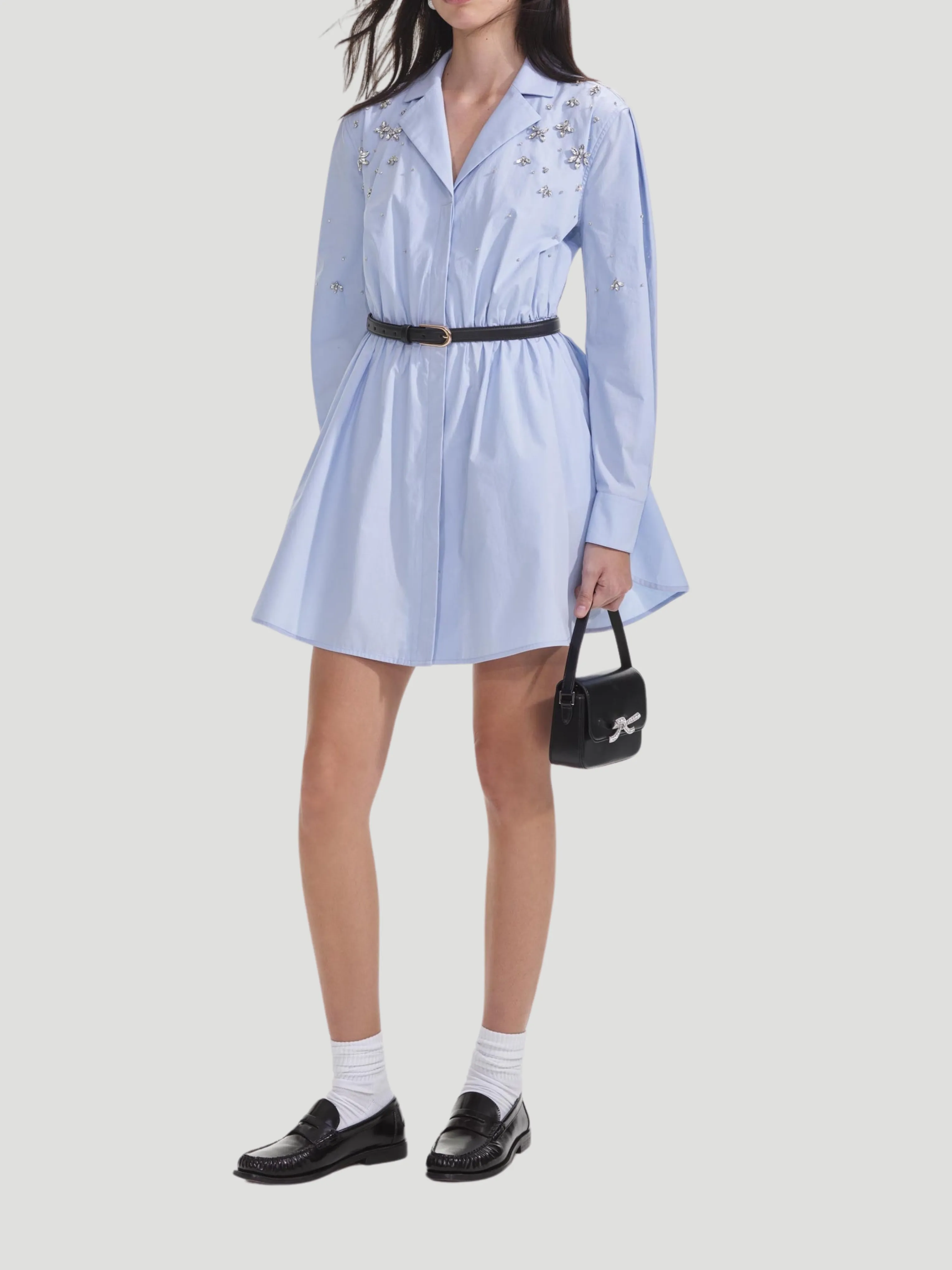Blue Cotton Embellished Dress