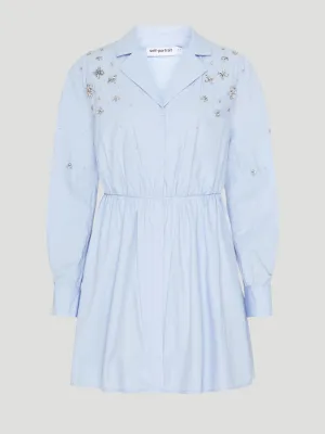 Blue Cotton Embellished Dress