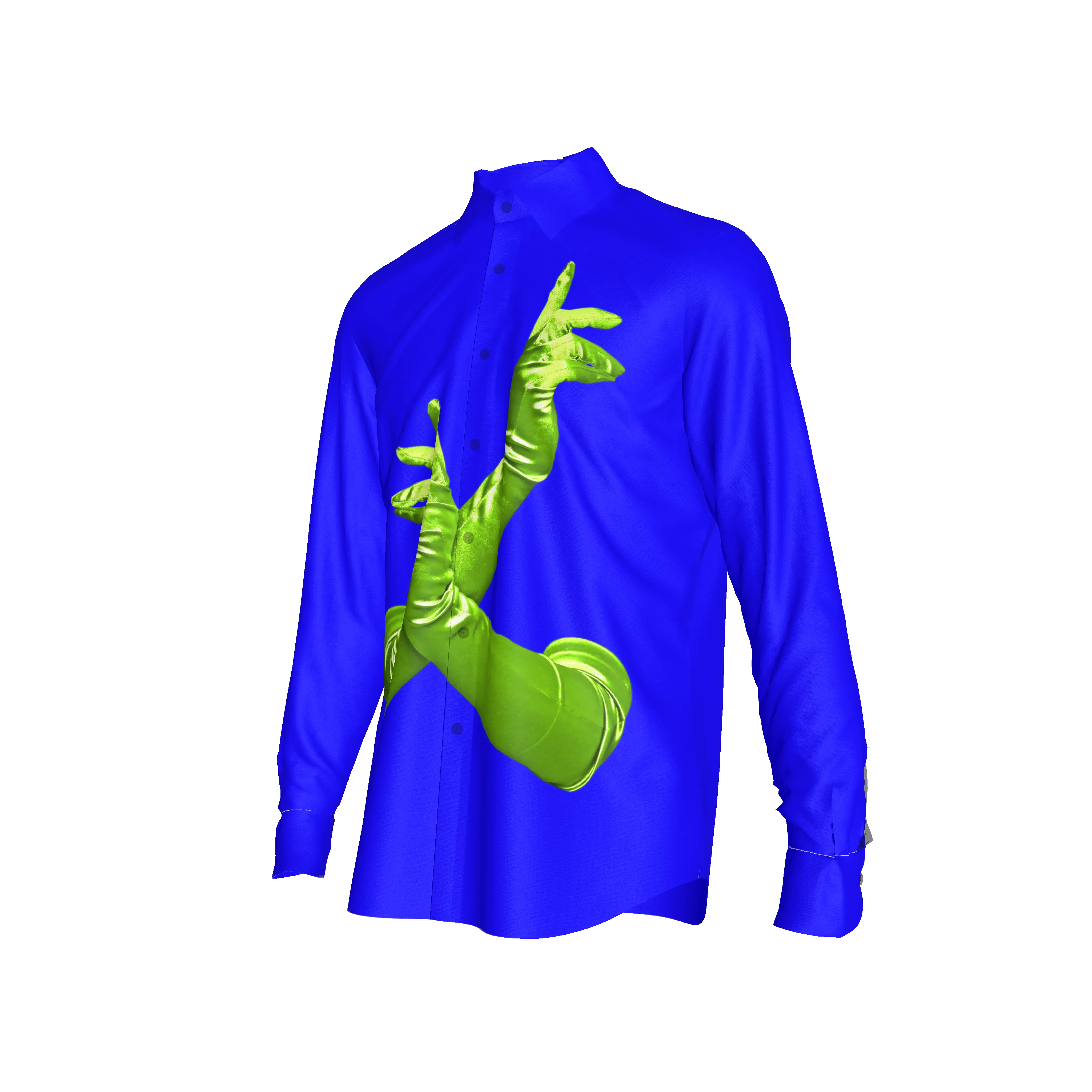 Blue Gloved One Stretch Silk Button-Up