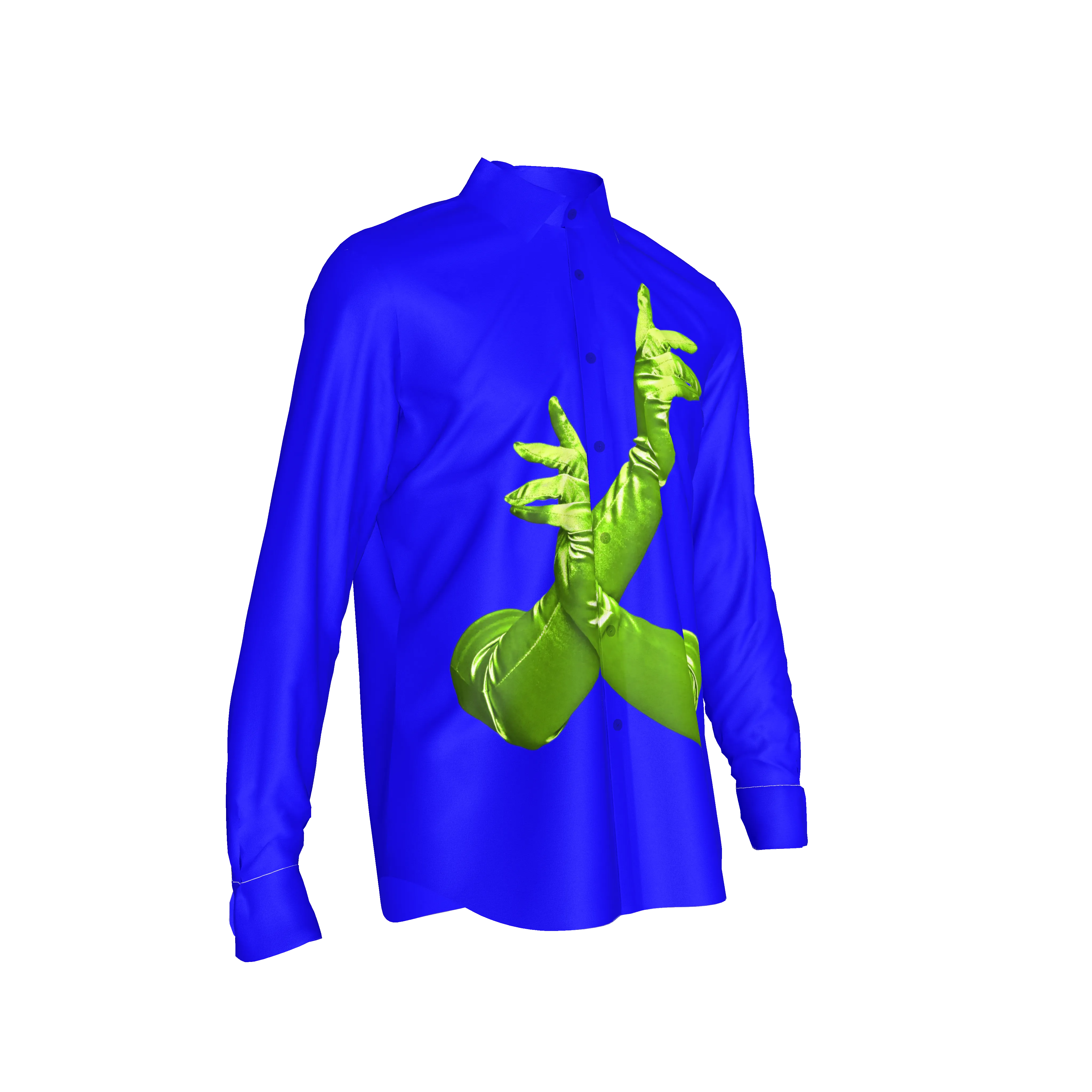Blue Gloved One Stretch Silk Button-Up
