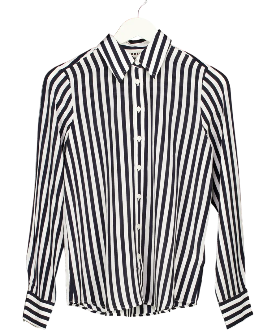 Boden Black 100% Silk Stripe Shirt UK 6