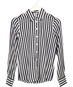 Boden Black 100% Silk Stripe Shirt UK 6