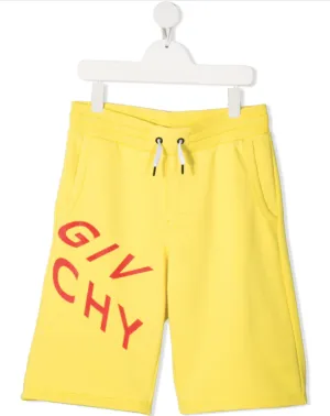 BOY 3POCKETS SHORTS,PRINTED LOGO ON LEG,YELLOW