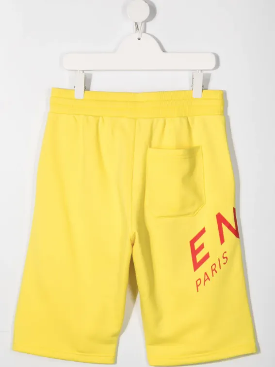 BOY 3POCKETS SHORTS,PRINTED LOGO ON LEG,YELLOW