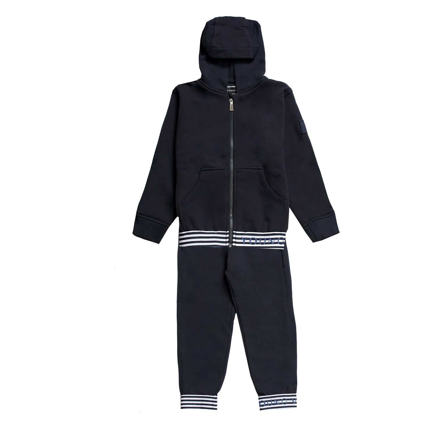 Boys Zipper Sweat 2 Piece Set-Navy and Blue