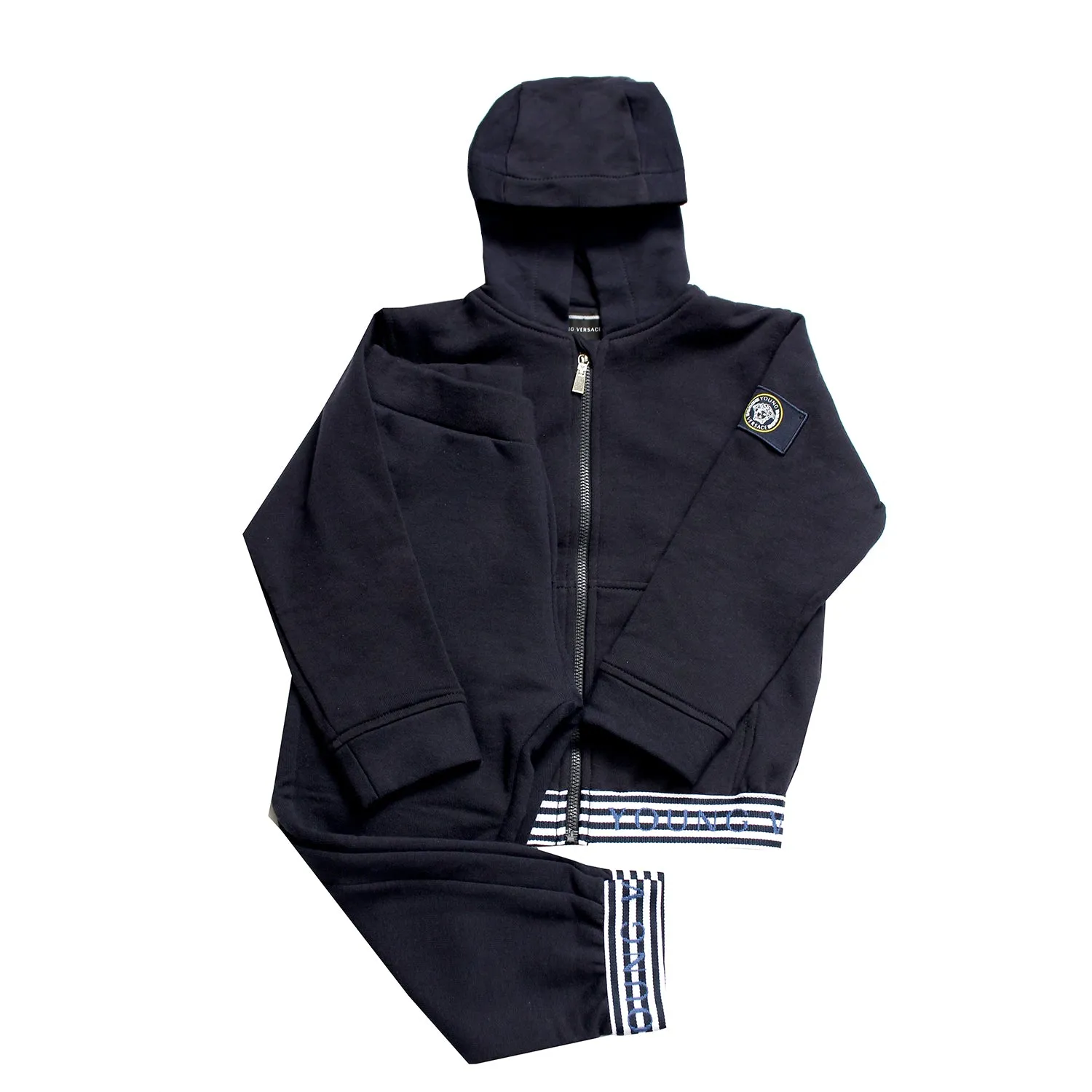 Boys Zipper Sweat 2 Piece Set-Navy and Blue