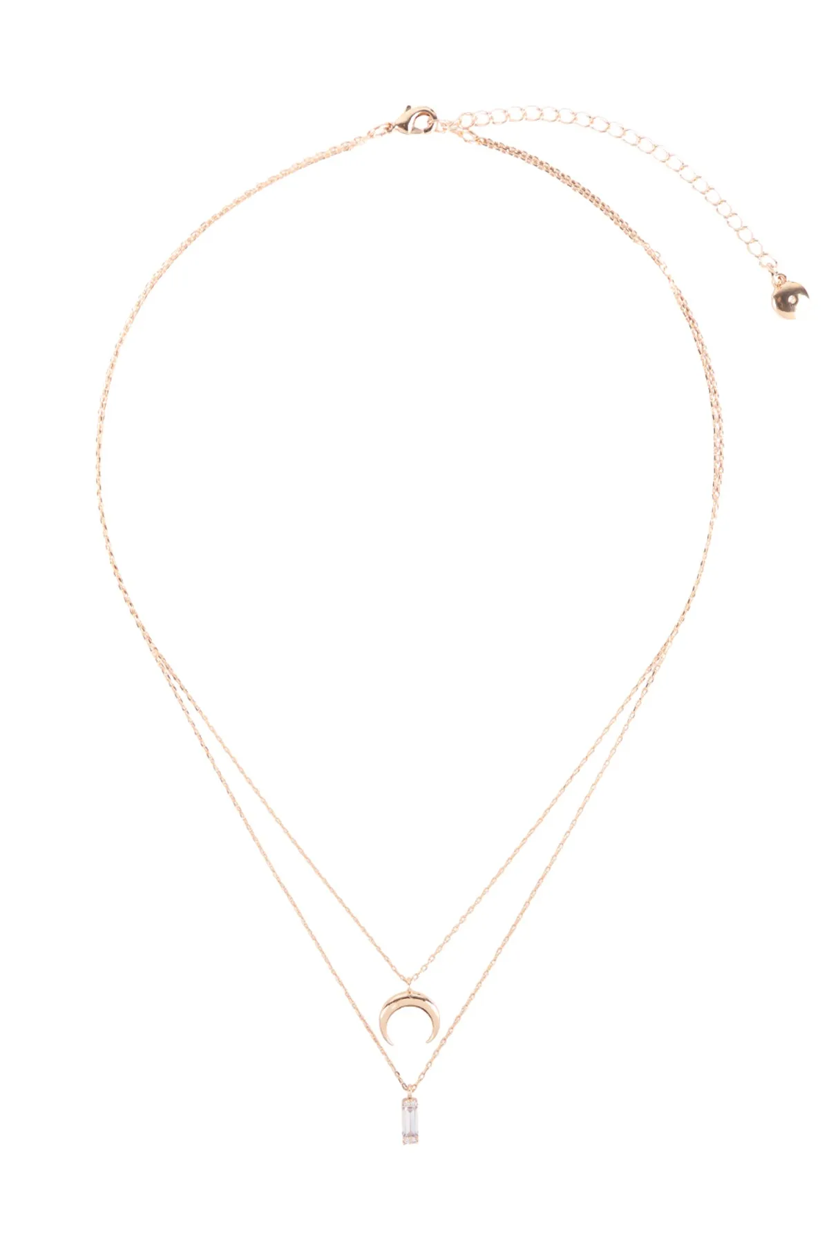 BRASS MOON CRYSTAL 2 LAYERED SET PENDANT NECKLACE