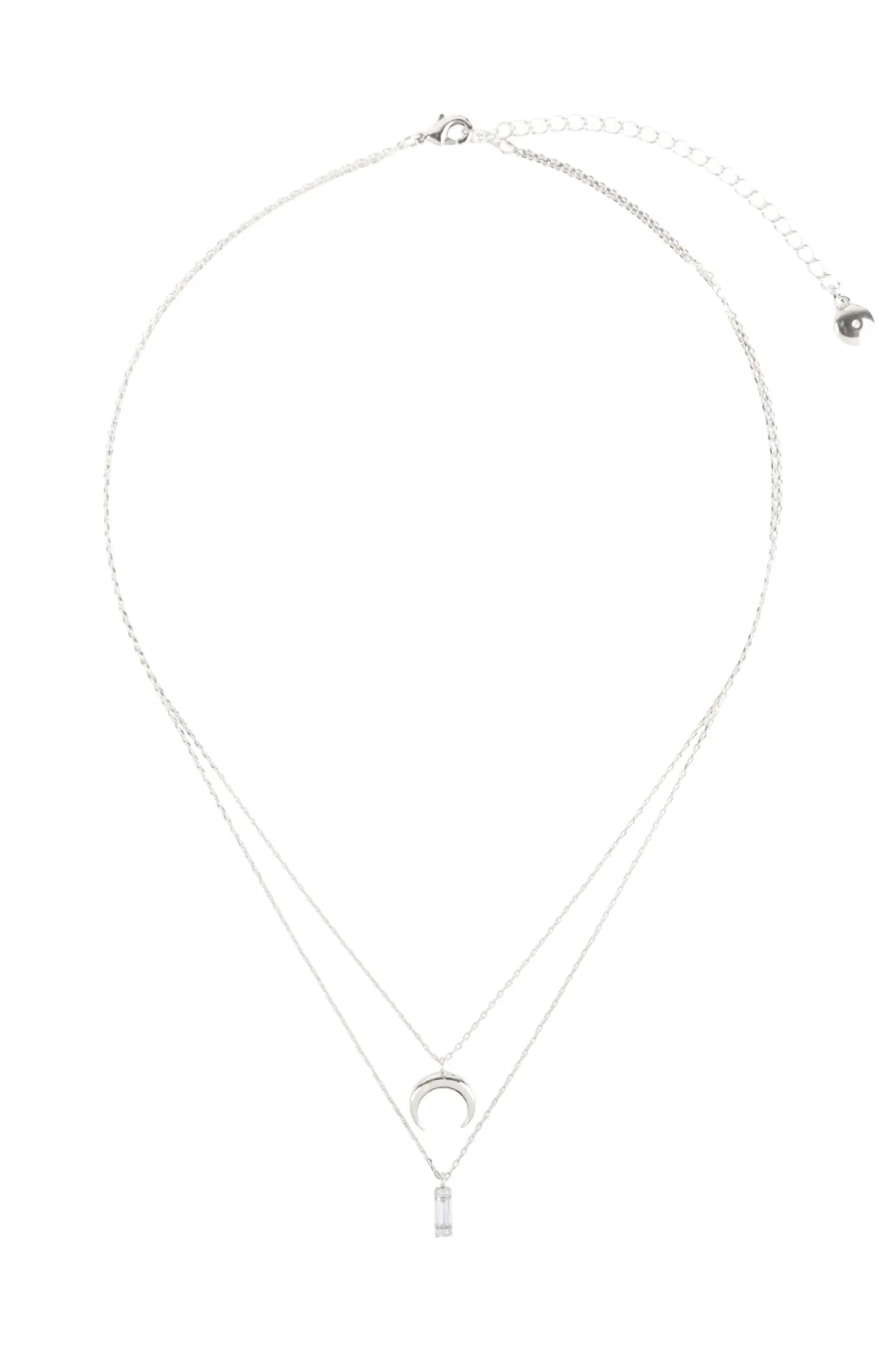 BRASS MOON CRYSTAL 2 LAYERED SET PENDANT NECKLACE