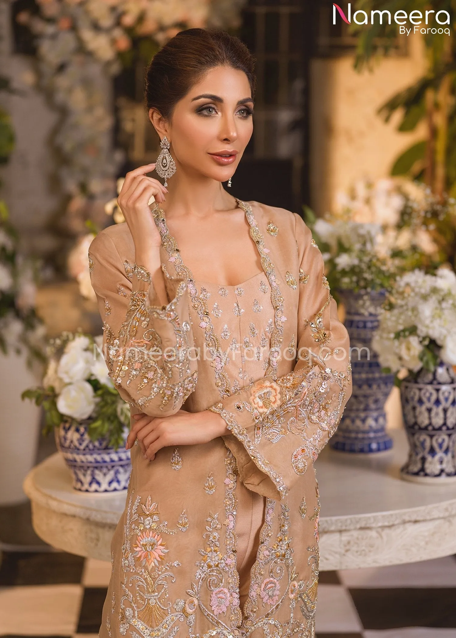 Bridal Pakistani Long Jacket Dresses Online #BS519