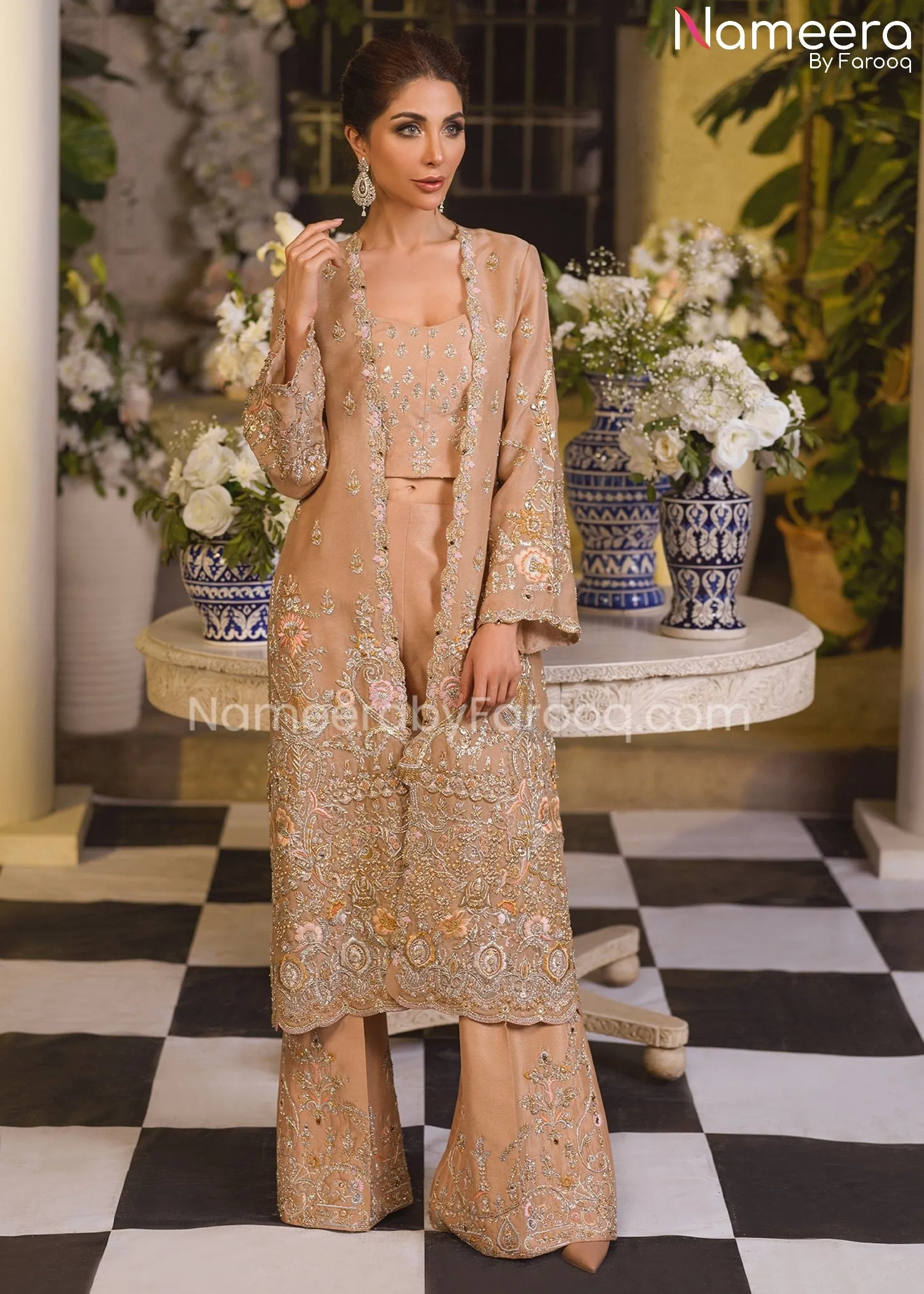 Bridal Pakistani Long Jacket Dresses Online #BS519