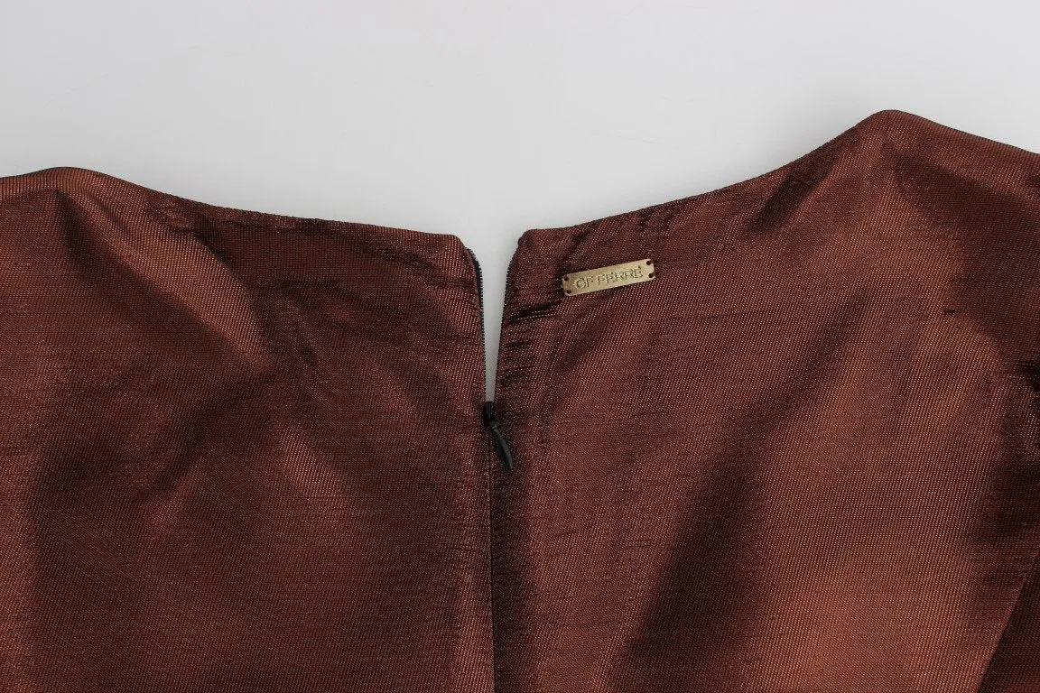 Bronze Longsleeved Shift Sheath Dress